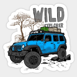 Wild Explorer Jeep - Adventure Ocean Pacific Blue Jeep Wild Explore for Outdoor enthusiasts Sticker